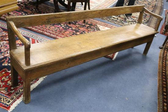 A near pair of 18th century oak bench seats, largest L.206cm D.36cm H.68cm